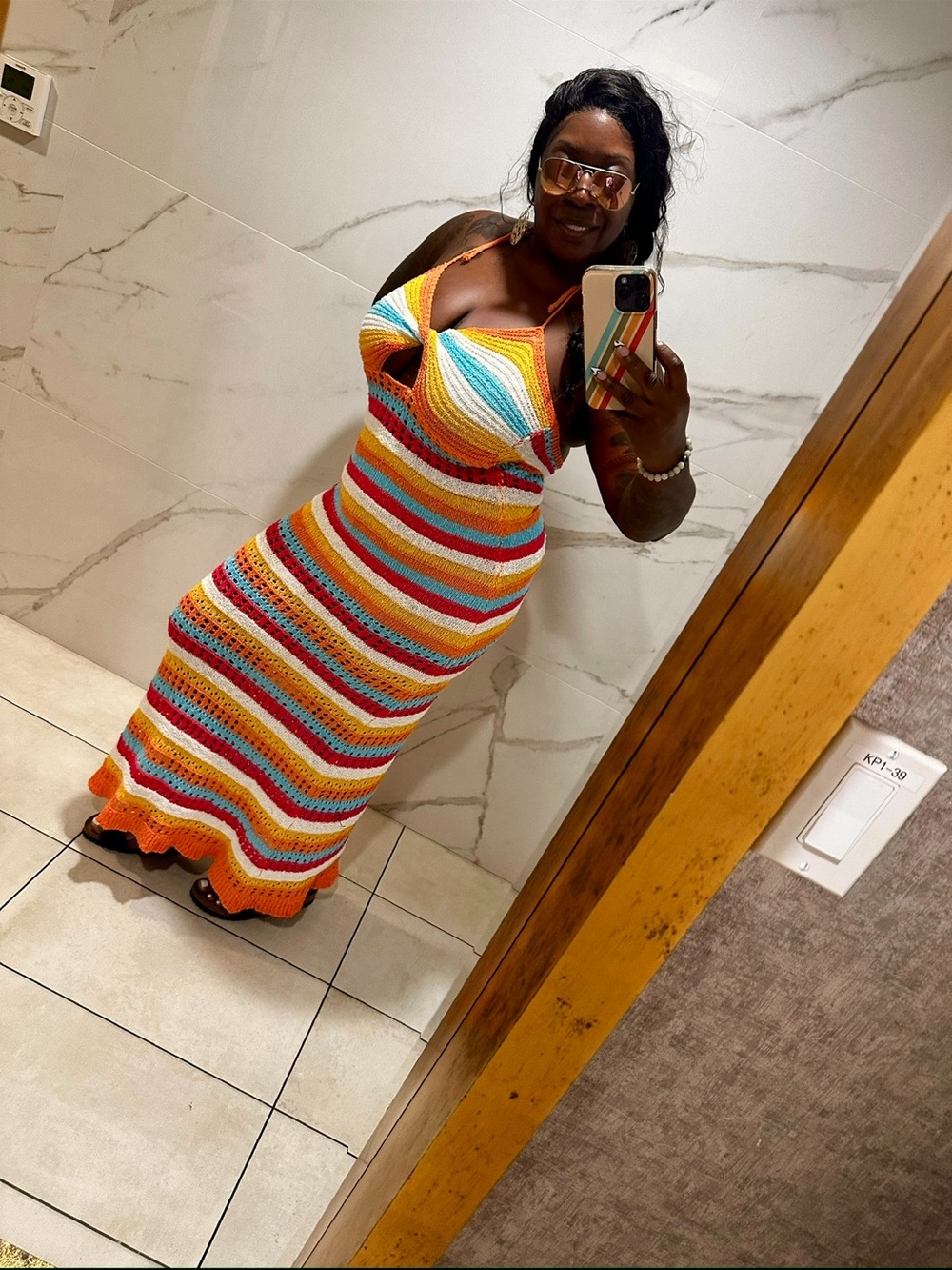 Fashion Nova Striped Crochet Maxi Dress 🔥